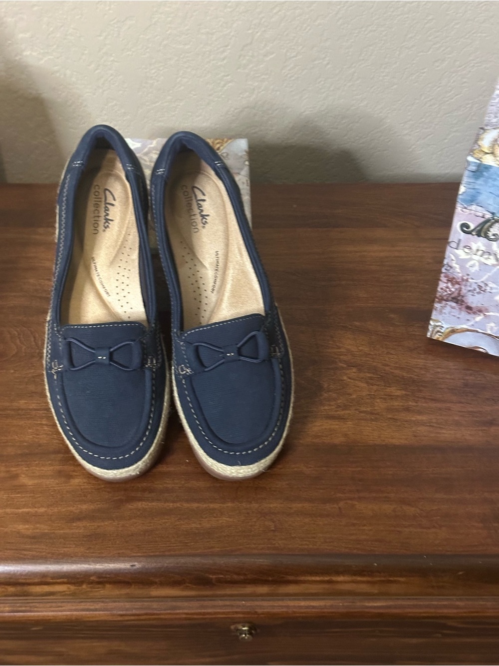 Clarks Navy Bow Espadrille-Style Loafers for Women
